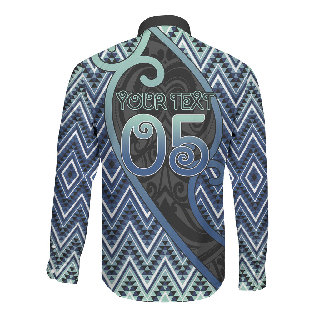 Custom Aotearoa Atua Tangaroa Long Sleeve Button Shirt God Of Ocean Koru Patterns
