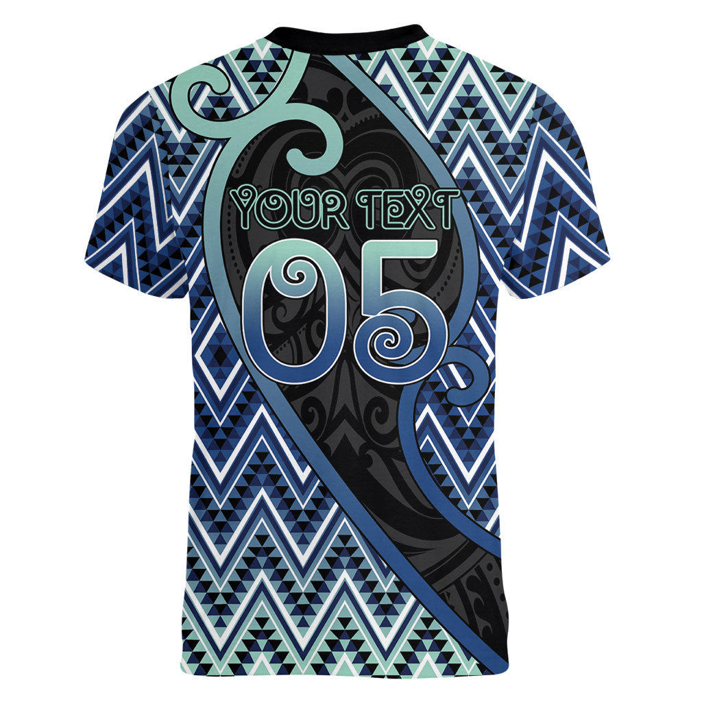 Custom Aotearoa Atua Tangaroa Women V-Neck T-Shirt God Of Ocean Koru Patterns