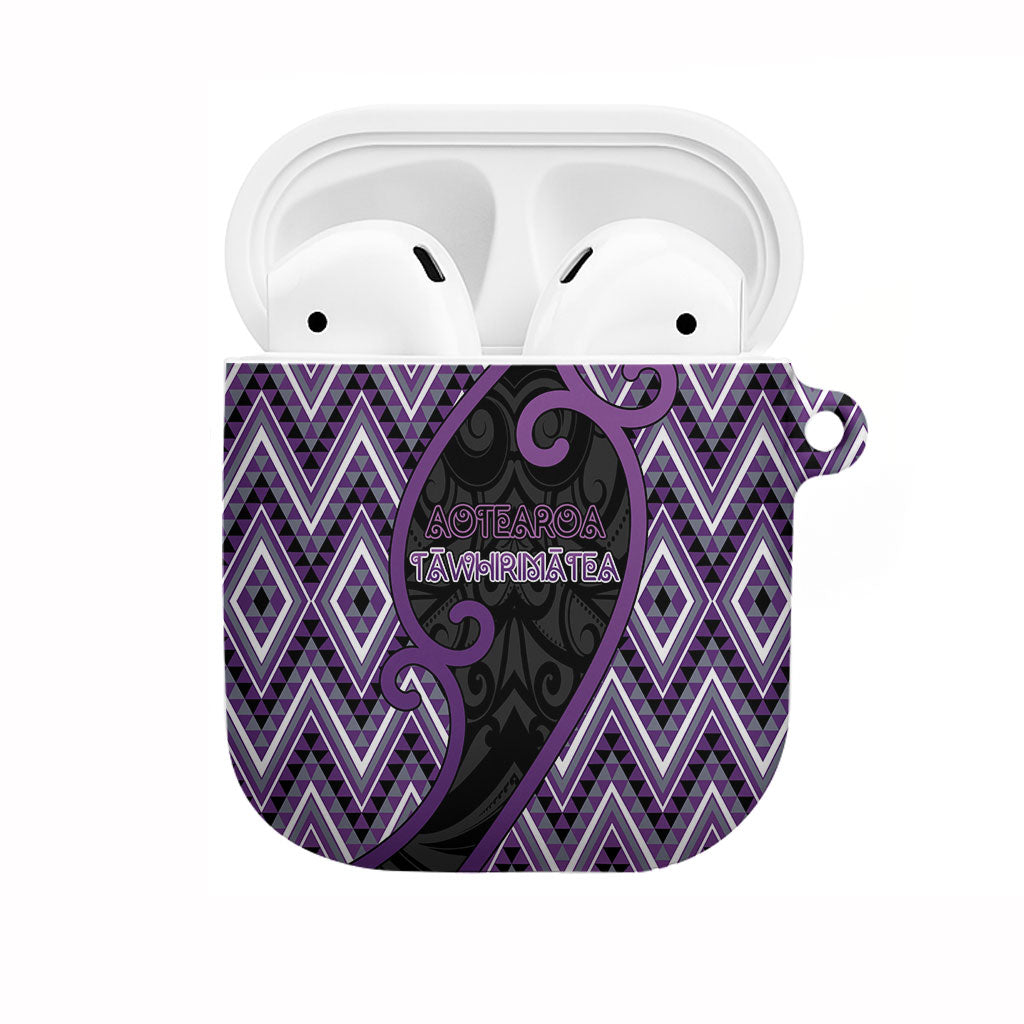 Aotearoa Atua Tawhirimatea AirPods Case God Of Storms Koru Patterns DT05 Purple - Polynesian Pride