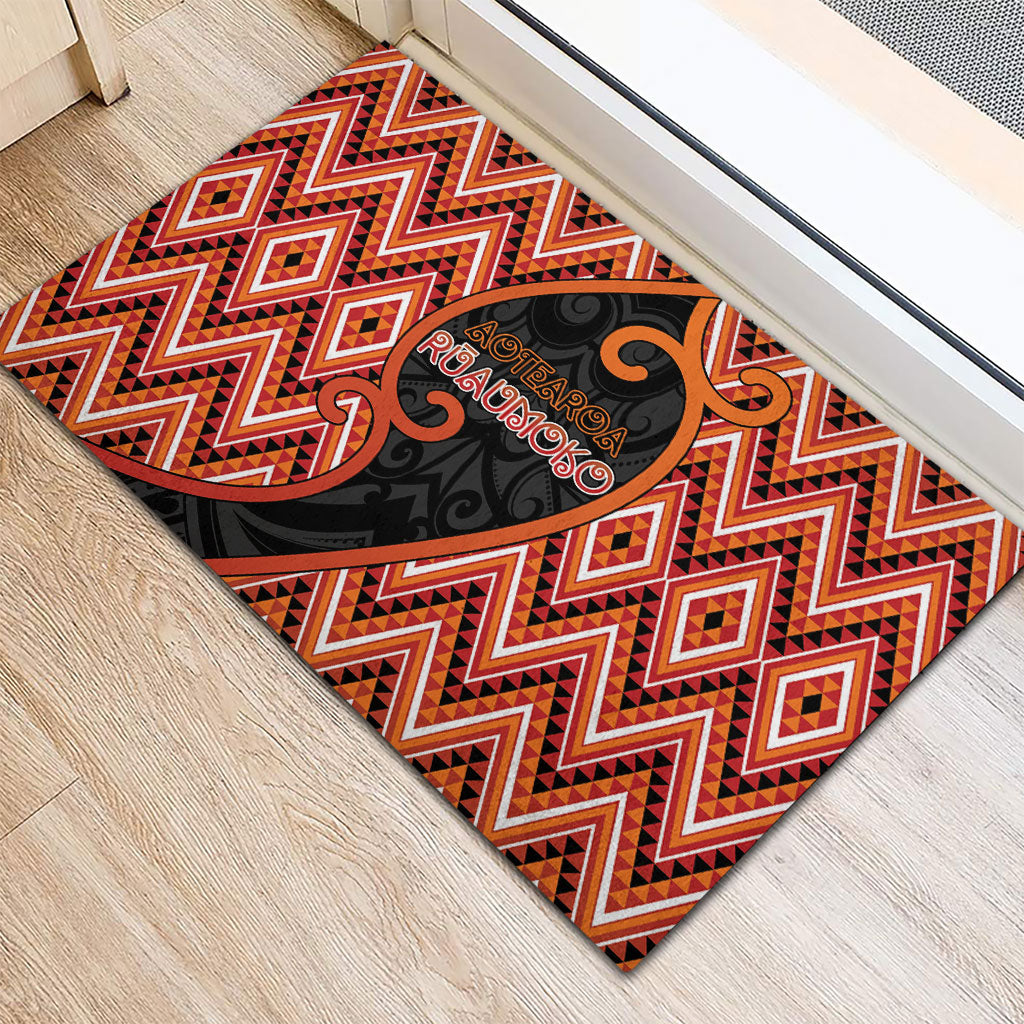Aotearoa Atua Ruaumoko Rubber Doormat God Of Volcanoes Koru Patterns