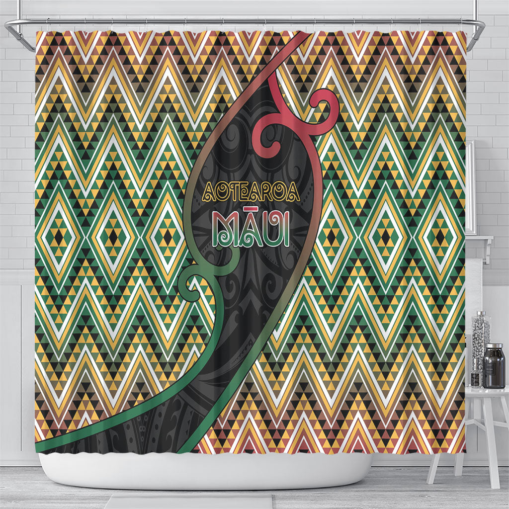 Aotearoa Atua Maui Shower Curtain Demigod Hero And Trickster Koru Patterns