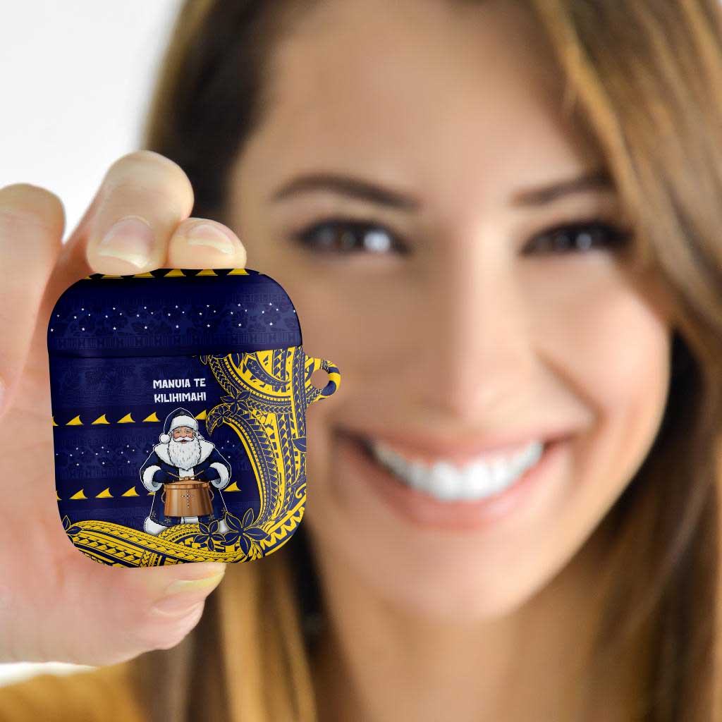 Tokelau Christmas AirPods Case Santa With Tuluma Xmas Tribal Waves - Polynesian Pride