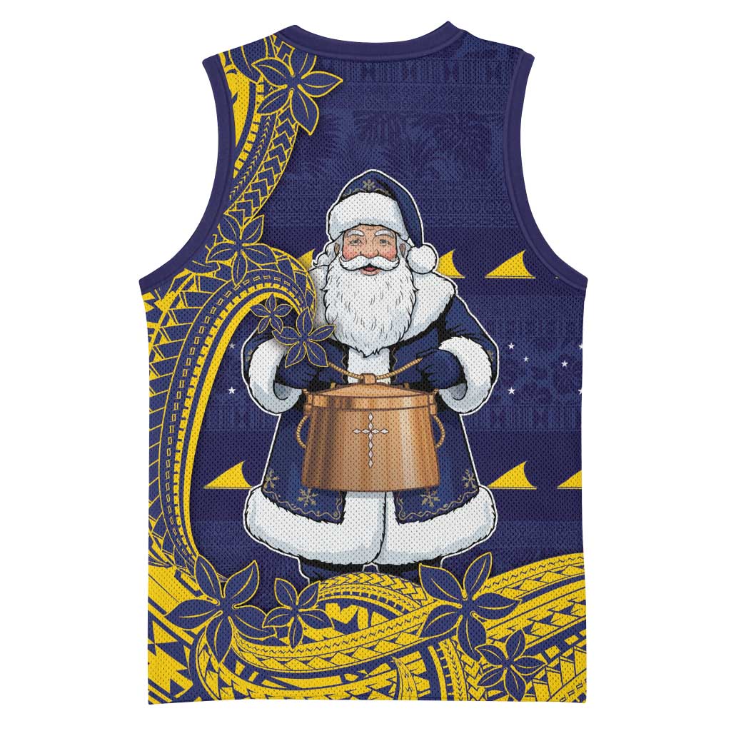 Tokelau Christmas Basketball Jersey Santa With Tuluma Xmas Tribal Waves DT05 - Polynesian Pride
