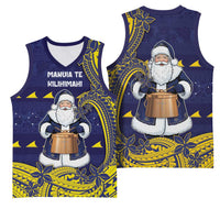 Tokelau Christmas Basketball Jersey Santa With Tuluma Xmas Tribal Waves DT05 - Polynesian Pride