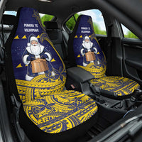 Tokelau Christmas Car Seat Cover Santa With Tuluma Xmas Tribal Waves DT05 One Size Navy - Polynesian Pride