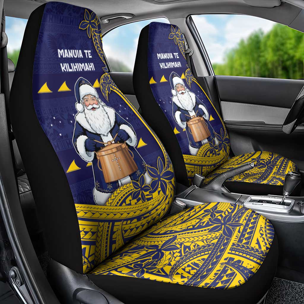 Tokelau Christmas Car Seat Cover Santa With Tuluma Xmas Tribal Waves DT05 - Polynesian Pride