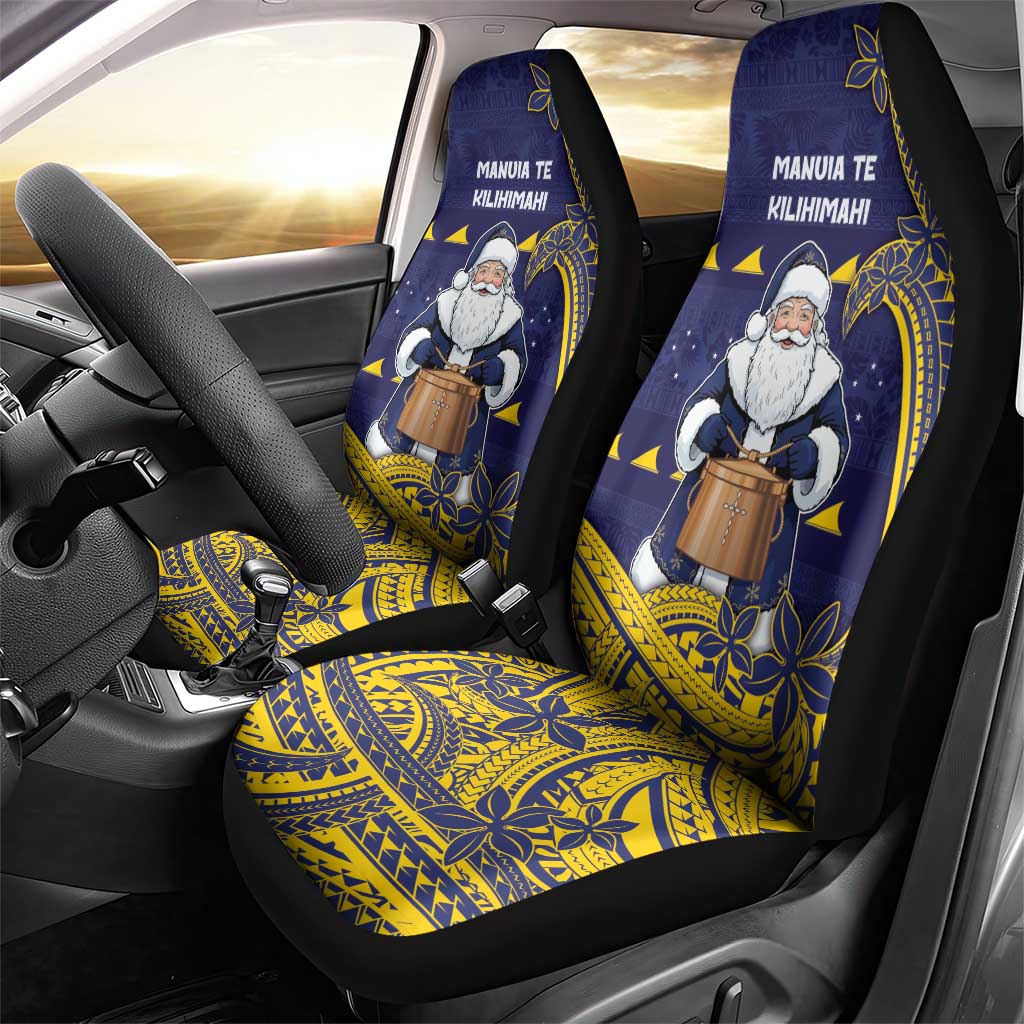 Tokelau Christmas Car Seat Cover Santa With Tuluma Xmas Tribal Waves DT05 - Polynesian Pride