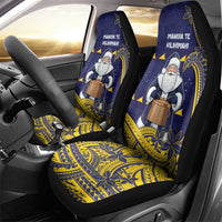 Tokelau Christmas Car Seat Cover Santa With Tuluma Xmas Tribal Waves DT05 - Polynesian Pride