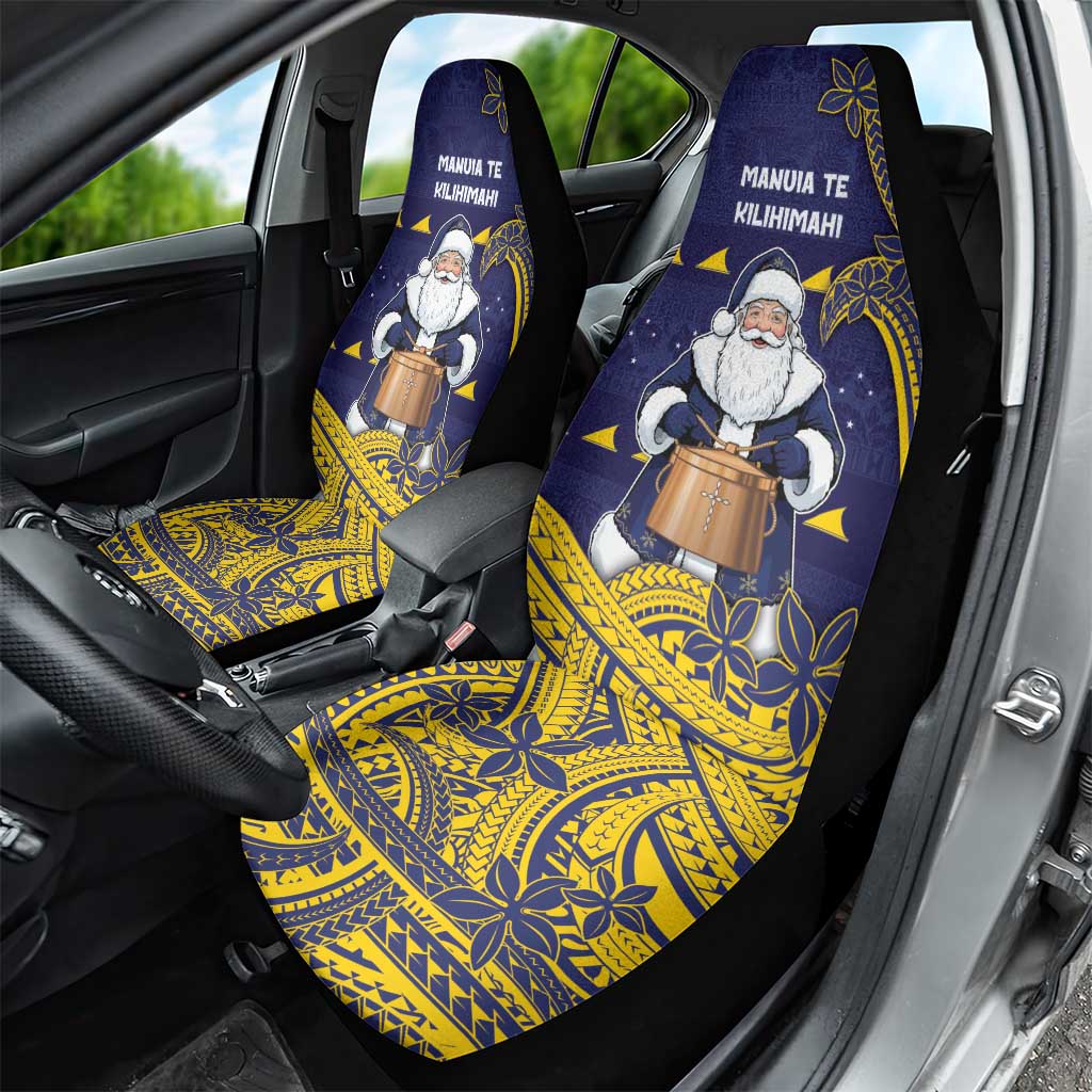 Tokelau Christmas Car Seat Cover Santa With Tuluma Xmas Tribal Waves DT05 - Polynesian Pride