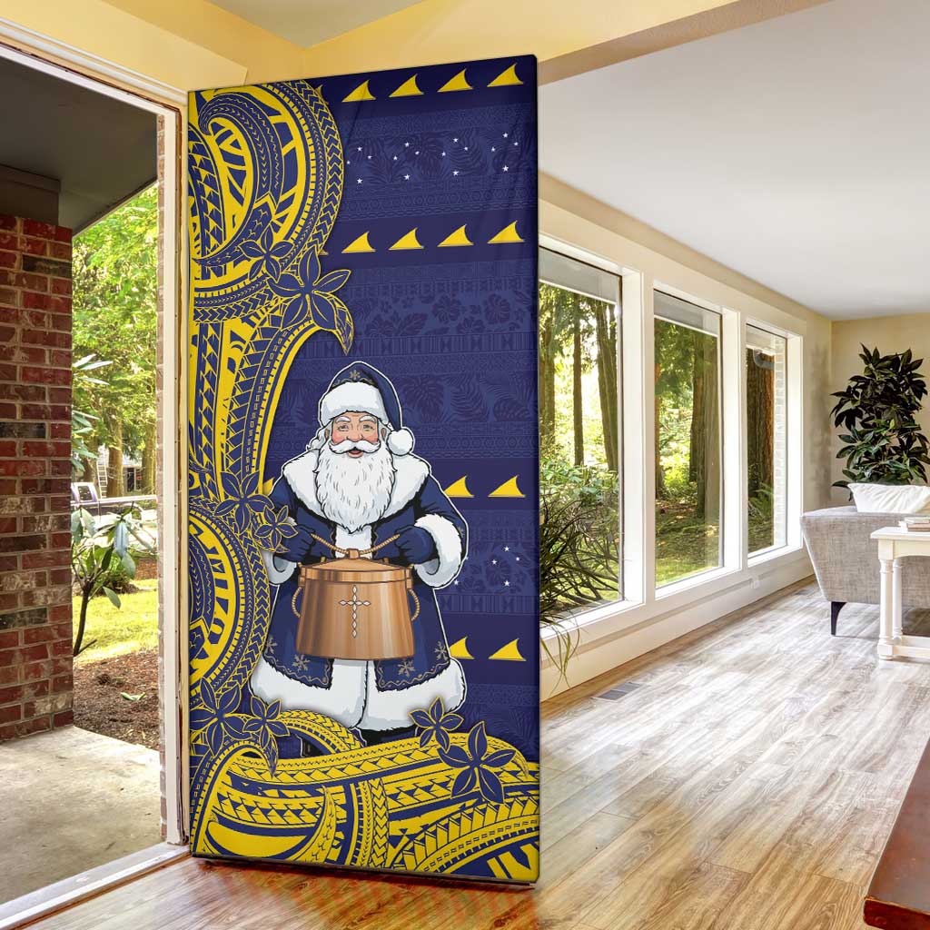 Tokelau Christmas Door Cover Santa With Tuluma Xmas Tribal Waves DT05 - Polynesian Pride