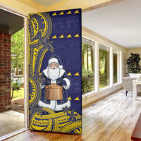 Tokelau Christmas Door Cover Santa With Tuluma Xmas Tribal Waves DT05 - Polynesian Pride