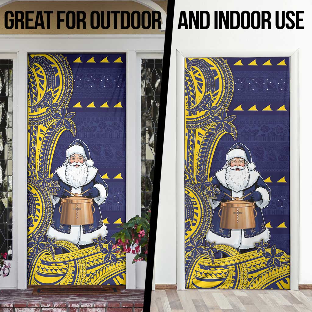 Tokelau Christmas Door Cover Santa With Tuluma Xmas Tribal Waves DT05 - Polynesian Pride