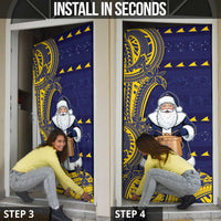 Tokelau Christmas Door Cover Santa With Tuluma Xmas Tribal Waves DT05 - Polynesian Pride