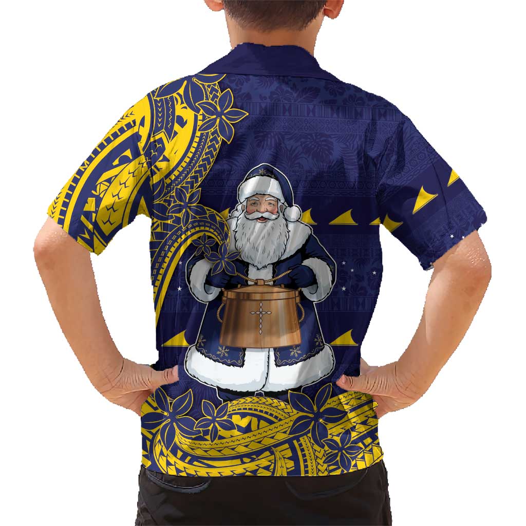 Tokelau Christmas Family Matching Puletasi and Hawaiian Shirt Santa With Tuluma Xmas Tribal Waves DT05 - Polynesian Pride
