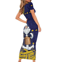 Tokelau Christmas Family Matching Short Sleeve Bodycon Dress and Hawaiian Shirt Santa With Tuluma Xmas Tribal Waves DT05 - Polynesian Pride