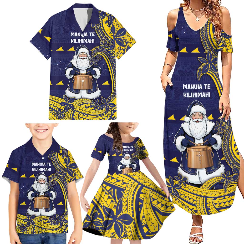 Tokelau Christmas Family Matching Summer Maxi Dress and Hawaiian Shirt Santa With Tuluma Xmas Tribal Waves DT05 - Polynesian Pride