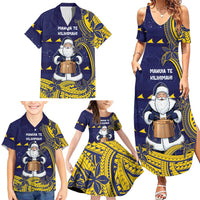 Tokelau Christmas Family Matching Summer Maxi Dress and Hawaiian Shirt Santa With Tuluma Xmas Tribal Waves DT05 - Polynesian Pride