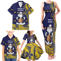 Tokelau Christmas Family Matching Tank Maxi Dress and Hawaiian Shirt Santa With Tuluma Xmas Tribal Waves DT05 - Polynesian Pride