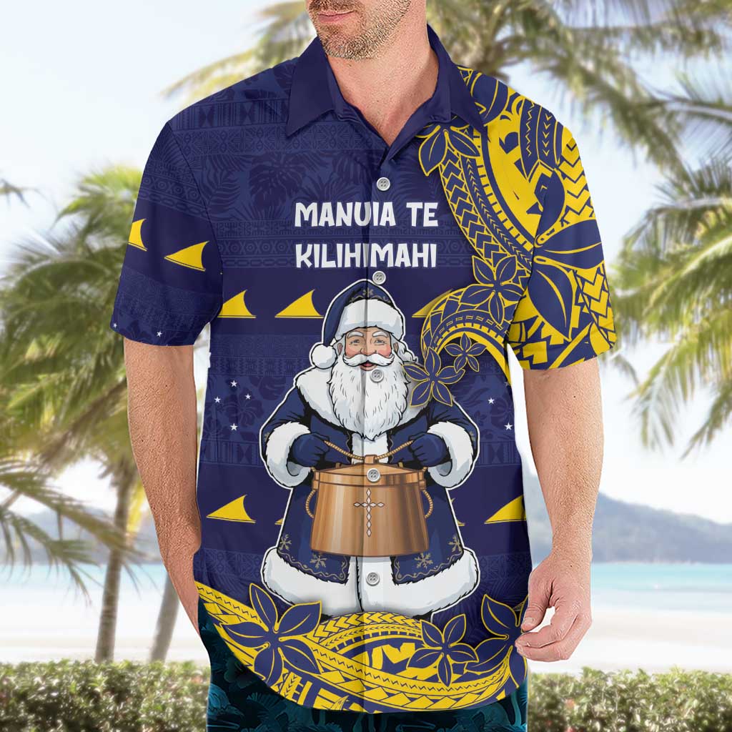 Tokelau Christmas Hawaiian Shirt Santa With Tuluma Xmas Tribal Waves DT05 - Polynesian Pride