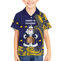 Tokelau Christmas Hawaiian Shirt Santa With Tuluma Xmas Tribal Waves DT05 - Polynesian Pride