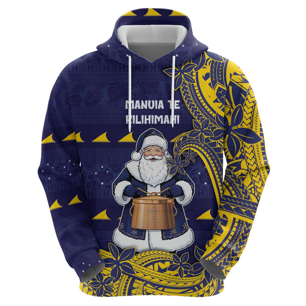 Tokelau Christmas Hoodie Santa With Tuluma Xmas Tribal Waves DT05 - Polynesian Pride