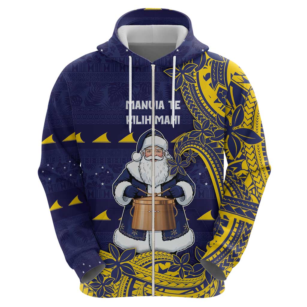 Tokelau Christmas Hoodie Santa With Tuluma Xmas Tribal Waves DT05 - Polynesian Pride