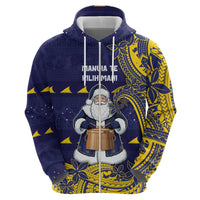 Tokelau Christmas Hoodie Santa With Tuluma Xmas Tribal Waves DT05 - Polynesian Pride