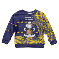 Tokelau Christmas Kid Ugly Christmas Sweater Santa With Tuluma Xmas Tribal Waves DT05 Kid Navy - Polynesian Pride