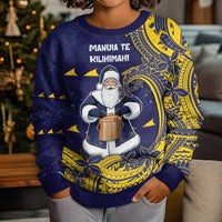 Tokelau Christmas Kid Ugly Christmas Sweater Santa With Tuluma Xmas Tribal Waves DT05 - Polynesian Pride