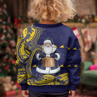 Tokelau Christmas Kid Ugly Christmas Sweater Santa With Tuluma Xmas Tribal Waves DT05 - Polynesian Pride