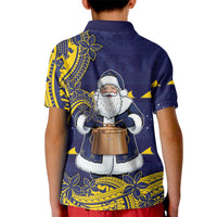 Tokelau Christmas Kid Polo Shirt Santa With Tuluma Xmas Tribal Waves DT05 - Polynesian Pride