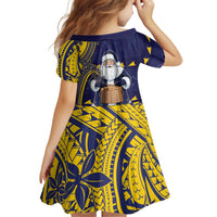 Tokelau Christmas Kid Short Sleeve Dress Santa With Tuluma Xmas Tribal Waves DT05 - Polynesian Pride