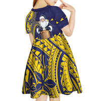 Tokelau Christmas Kid Short Sleeve Dress Santa With Tuluma Xmas Tribal Waves DT05 - Polynesian Pride