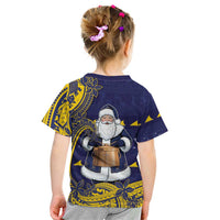 Tokelau Christmas Kid T Shirt Santa With Tuluma Xmas Tribal Waves DT05 - Polynesian Pride