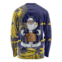 Tokelau Christmas Long Sleeve Shirt Santa With Tuluma Xmas Tribal Waves DT05 - Polynesian Pride