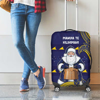 Tokelau Christmas Luggage Cover Santa With Tuluma Xmas Tribal Waves DT05 - Polynesian Pride