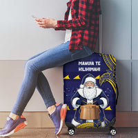 Tokelau Christmas Luggage Cover Santa With Tuluma Xmas Tribal Waves DT05 - Polynesian Pride