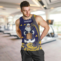Tokelau Christmas Men Tank Top Santa With Tuluma Xmas Tribal Waves - Polynesian Pride