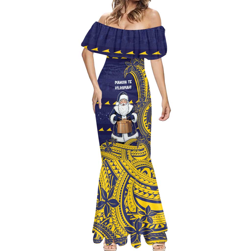 Tokelau Christmas Mermaid Dress Santa With Tuluma Xmas Tribal Waves DT05 - Polynesian Pride