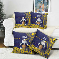 Tokelau Christmas Pillow Cover Santa With Tuluma Xmas Tribal Waves - Polynesian Pride