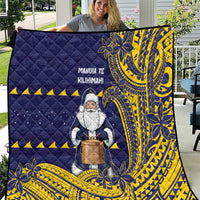 Tokelau Christmas Quilt Santa With Tuluma Xmas Tribal Waves DT05 Navy - Polynesian Pride