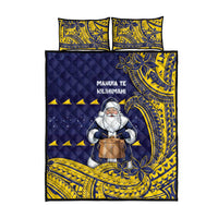 Tokelau Christmas Quilt Bed Set Santa With Tuluma Xmas Tribal Waves DT05 - Polynesian Pride