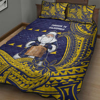 Tokelau Christmas Quilt Bed Set Santa With Tuluma Xmas Tribal Waves DT05 - Polynesian Pride