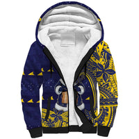 Tokelau Christmas Sherpa Hoodie Santa With Tuluma Xmas Tribal Waves DT05 Unisex Navy - Polynesian Pride