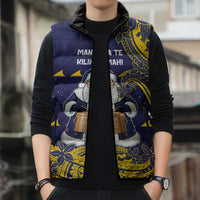 Tokelau Christmas Sleeveless Puffer Jacket Santa With Tuluma Xmas Tribal Waves - Polynesian Pride