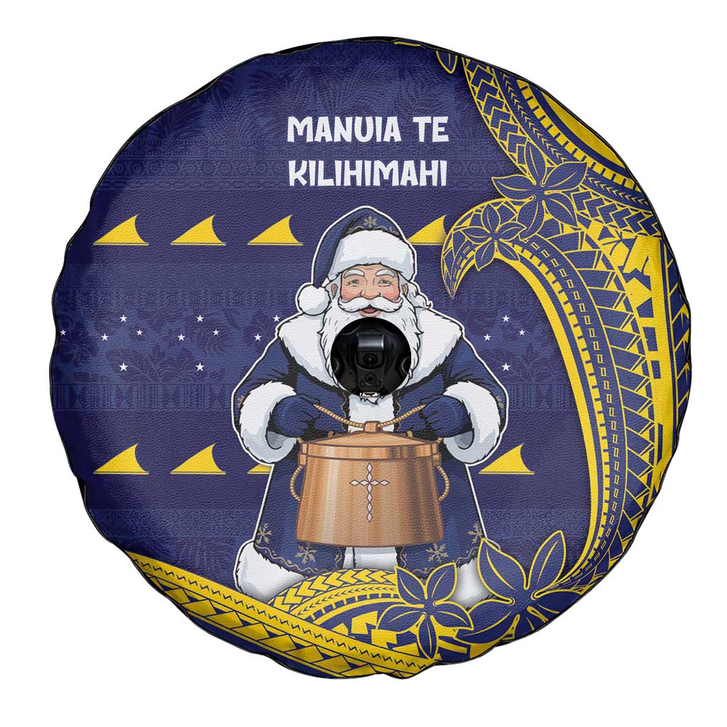 Tokelau Christmas Spare Tire Cover Santa With Tuluma Xmas Tribal Waves DT05 - Polynesian Pride