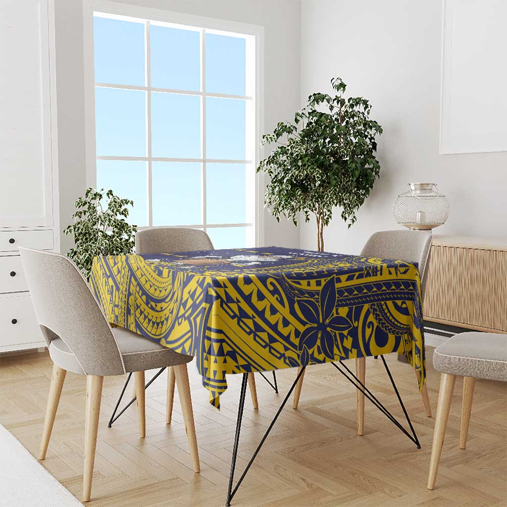 Tokelau Christmas Tablecloth Santa With Tuluma Xmas Tribal Waves DT05 - Polynesian Pride