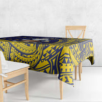 Tokelau Christmas Tablecloth Santa With Tuluma Xmas Tribal Waves DT05 - Polynesian Pride