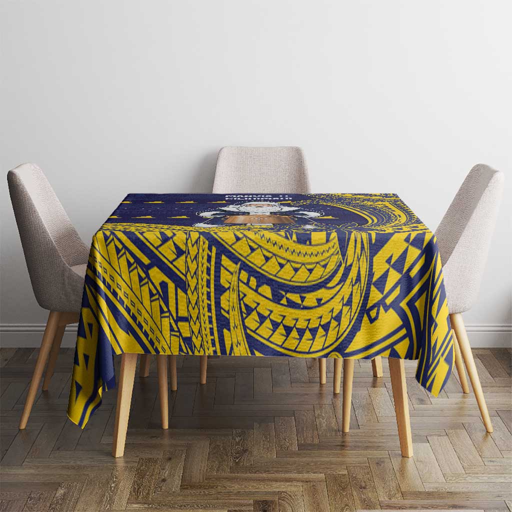 Tokelau Christmas Tablecloth Santa With Tuluma Xmas Tribal Waves DT05 - Polynesian Pride