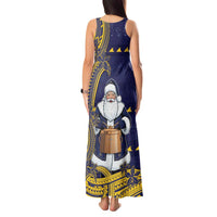 Tokelau Christmas Tank Maxi Dress Santa With Tuluma Xmas Tribal Waves DT05 - Polynesian Pride